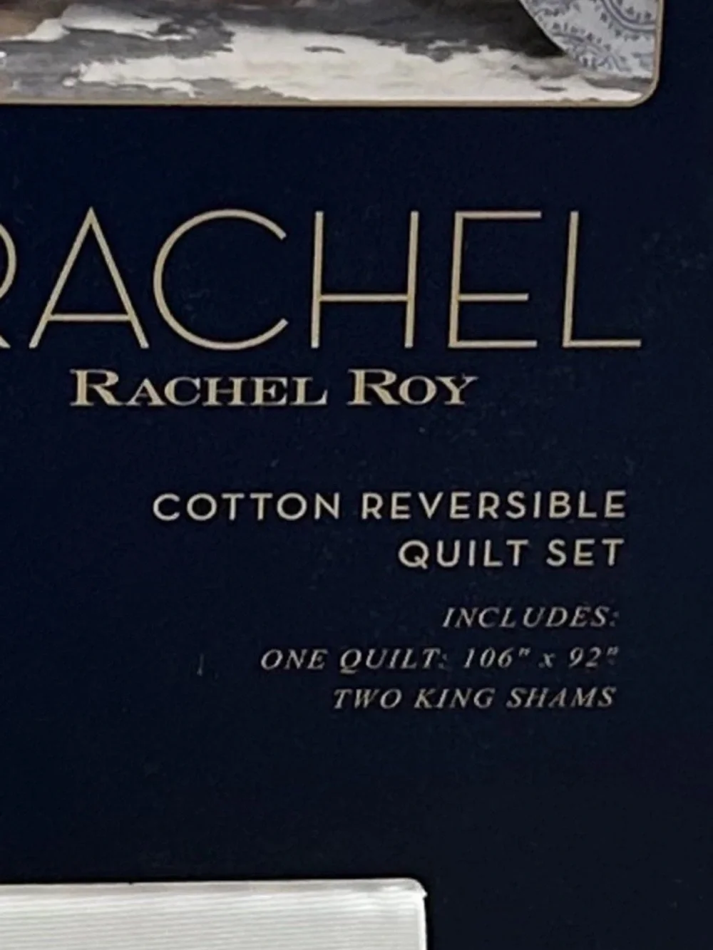 Rachel Roy Blue and White Floral Reversible King Cotton Quilt Set 106”x92”
